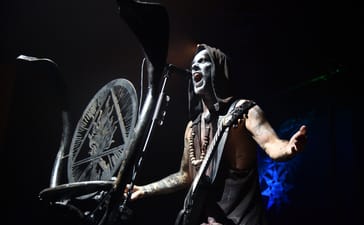 NEW YORK, NY - JULY 27: Adam "Nergal" Darski of Behemoth performs during Slayer With Lamb Of God And Behemoth In Concert at The Theater at Madison Square Garden on July 27, 2017 in New York City. (Photo by Theo Wargo/Getty Images)