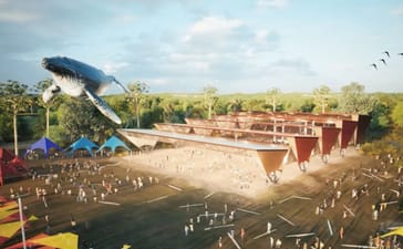 Image: Concept for the Coochin Creek festival site. Credit: Comiskey Group/Open Architecture Studio