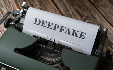 Typewriter with the word ‘Deepfake’ typed on a sheet of paper.