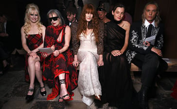 Amy Taylor, Siouxsie Sioux, Florence Welch, Emma Corrin and Jamie Campbell Bower at the McQueen Spring/Summer 2027 show during London Fashion Week on September 20, 2026.
