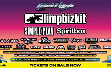 Good Things Festival 2026 lineup poster featuring Limp Bizkit, Simple Plan and Spiritbox.