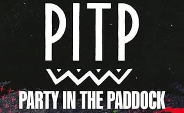 Black, red and green Party In The Paddock graphic announcing the festival’s return on 4–7 February 2027.