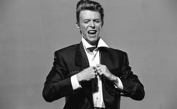 David Bowie on the set of the Jump They Say music video