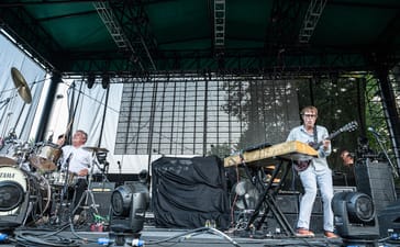 Ian Williams of Battles and Don Caballero performing in 2021