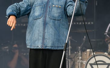 Enter Shikari frontman Rou Reynolds onstage at Leeds Festival in 2025