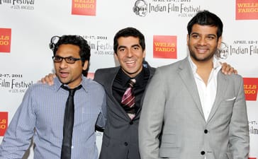 Sunil Malhotra, centre, poses with Ravi Patel and Sunkrish Bala at the 2011 Indian Film Festival of Los Angeles.