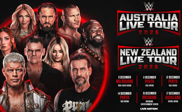 WWE Australia and New Zealand Live Tour 2026 official promotional artwork featuring WWE Superstars