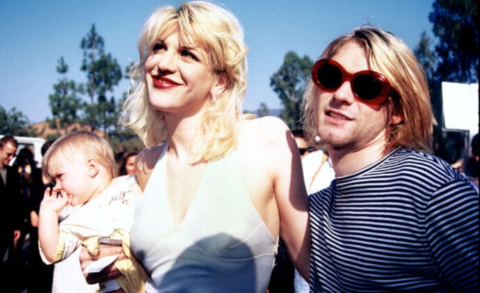 Kurt Cobain, Courtney Love and baby Frances Bean | Photo by Vinnie Zuffante (Getty Images)