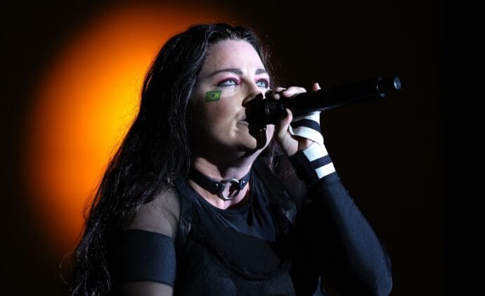 RIO DE JANEIRO, BRAZIL - SEPTEMBER 15: Amy Lee of Evanescence performs on Sunset Stage on day 3 of Rock In Rio 2024 at Cidade do Rock on September 15, 2024 in Rio de Janeiro, Brazil. (Photo by Wagner Meier/Getty Images)