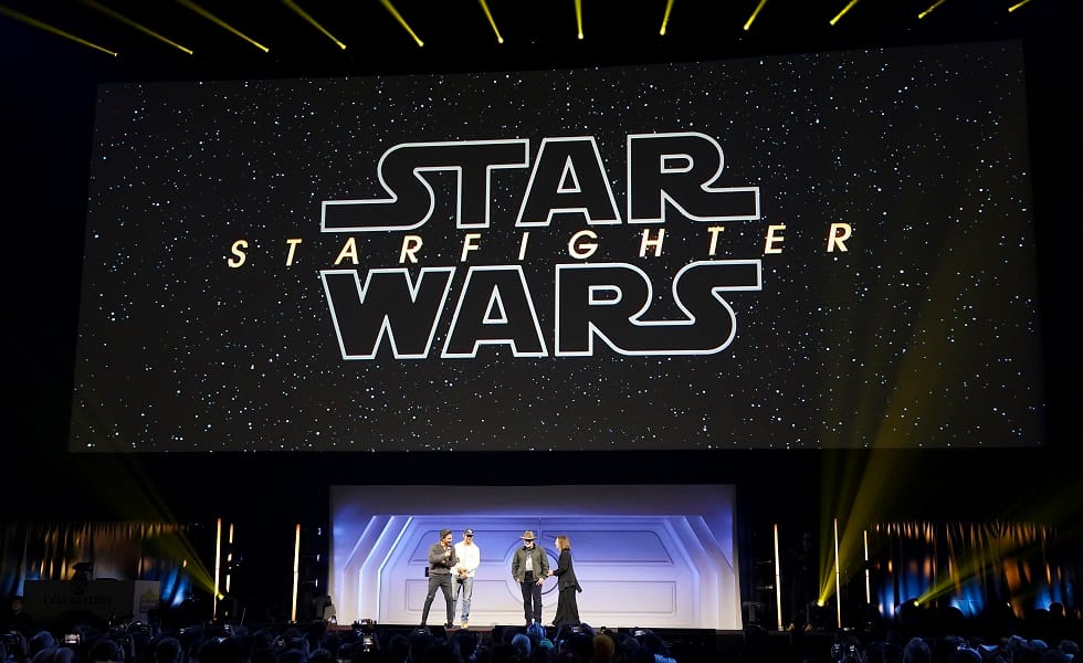 TOKYO, JAPAN - APRIL 18: Shawn Levy, Ryan Gosling, Dave Filoni and Kathleen Kennedy are seen on The Mandalorian & Grogu at Celebration Stage during Star Wars Celebration Japan Day 1 on April 18, 2025 in Chiba, Japan. (Photo by Christopher Jue/Getty Images for Disney)