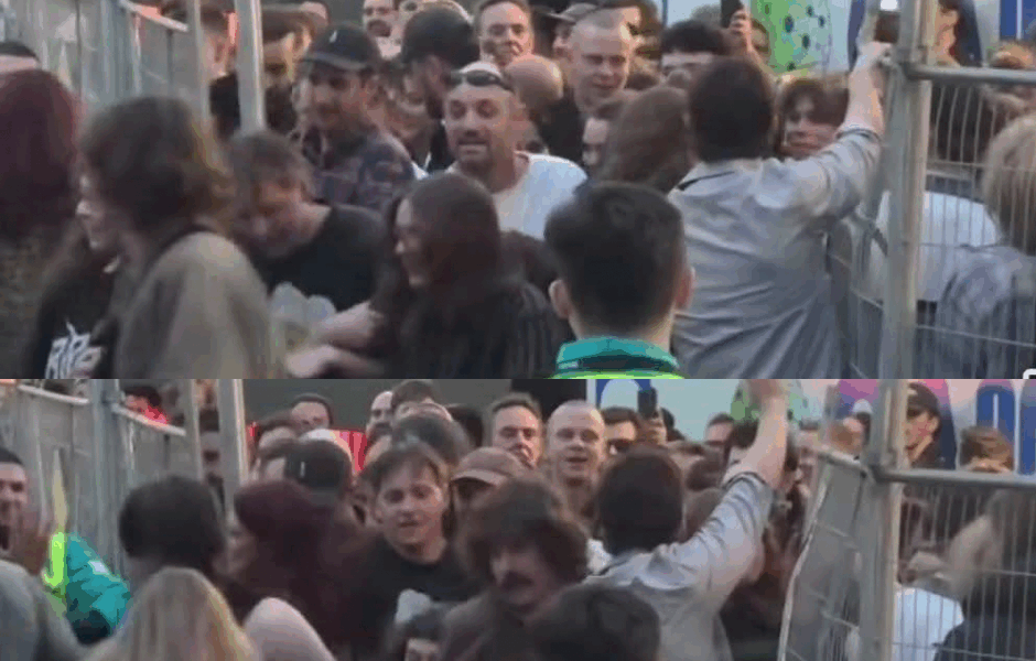 Crowd busts through fence at Federation Sqaure