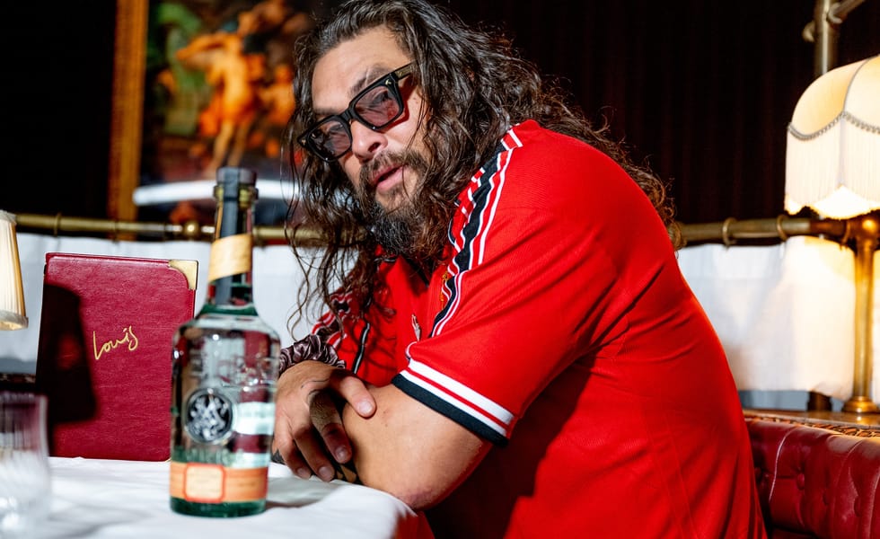 MANCHESTER, ENGLAND - FEBRUARY 01: Jason Momoa of Oof Tatata poses before performing onstage at Louis on February 01, 2026 in Manchester, England. (Photo by Shirlaine Forrest/Getty Images)