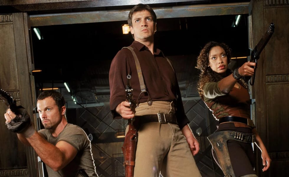 Adam Baldwin, Nathan Fillion and Gina Torres in Firefly IMAGE: 20th Century Fox Television