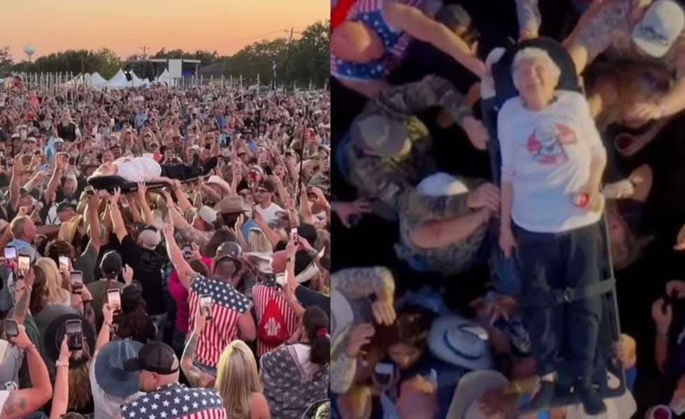 Grandma crowd surfing world record