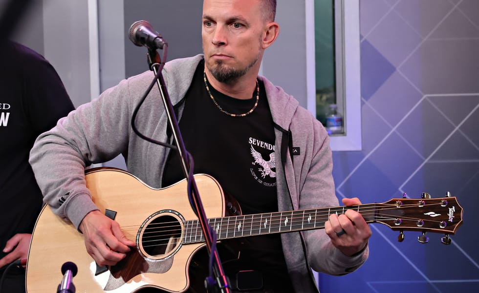 Mark Tremonti performing with Creed at SiriusXM Studios in 2024