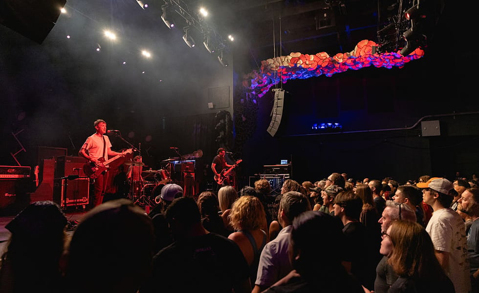 Jim Ward of Sparta performing onstage at Emo’s in Austin in August 2025.