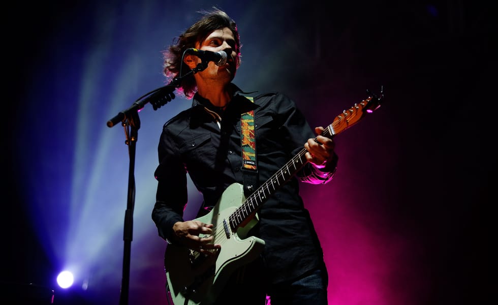 Darren Middleton of Powderfinger performs on stage at Big Day Out in Sydney in January 2010.