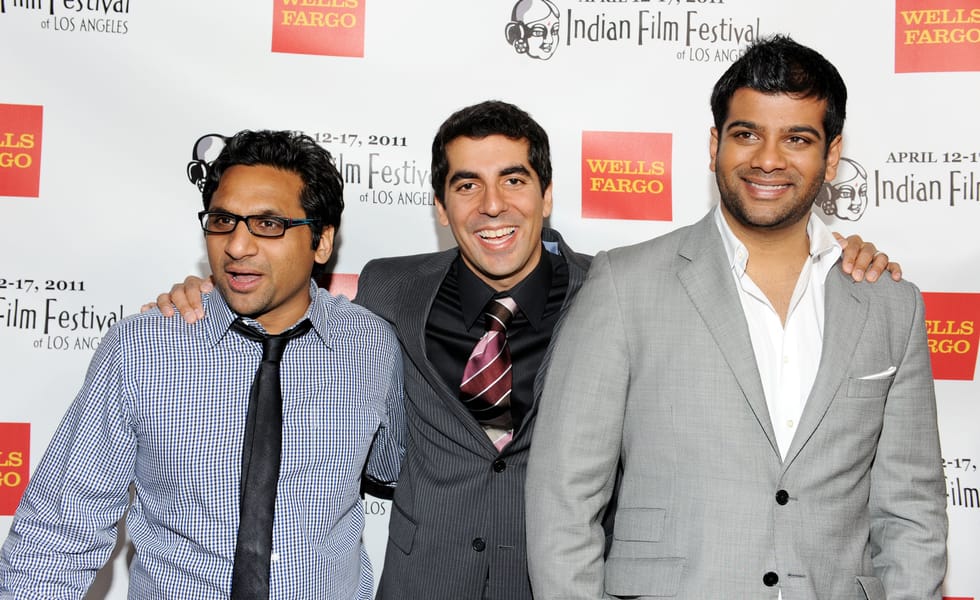 Sunil Malhotra, centre, poses with Ravi Patel and Sunkrish Bala at the 2011 Indian Film Festival of Los Angeles.