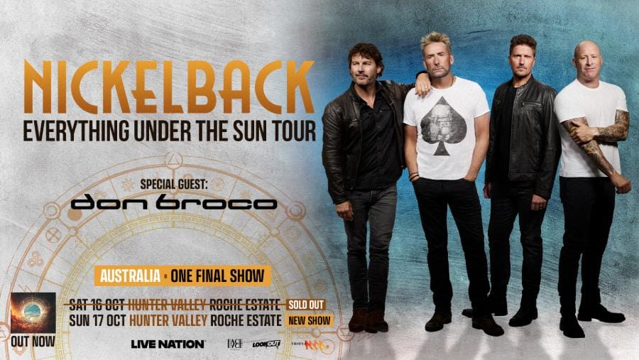 Nickelback 2027 Australian tour artwork announcing an additional October 17th Roche Estate show