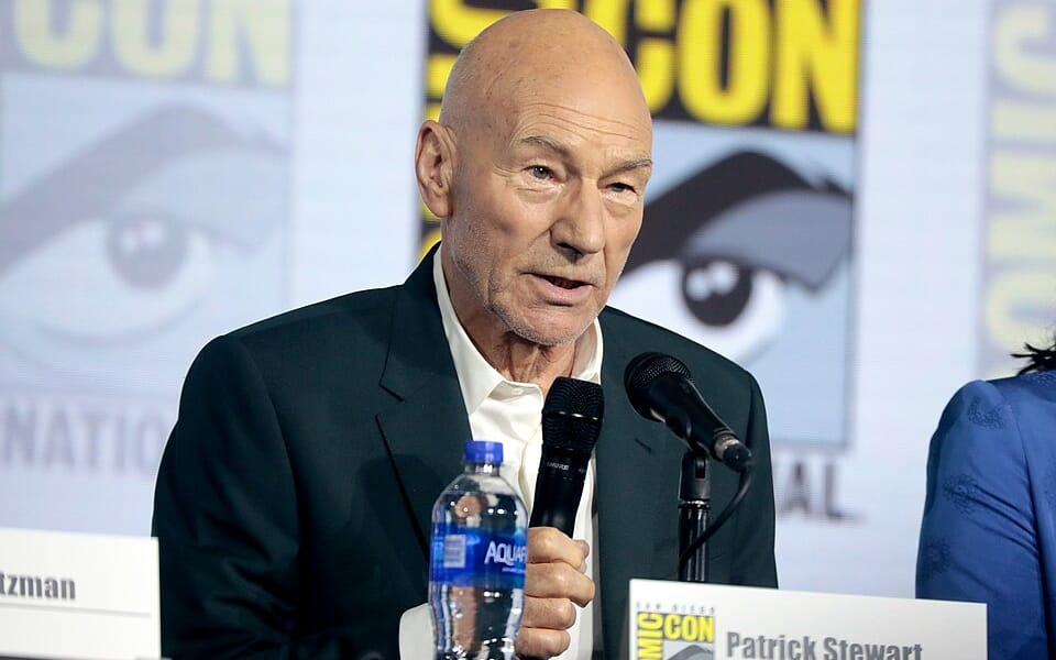 Patrick Stewart speaking at the Star Trek Picard panel during San Diego Comic-Con in 2019
