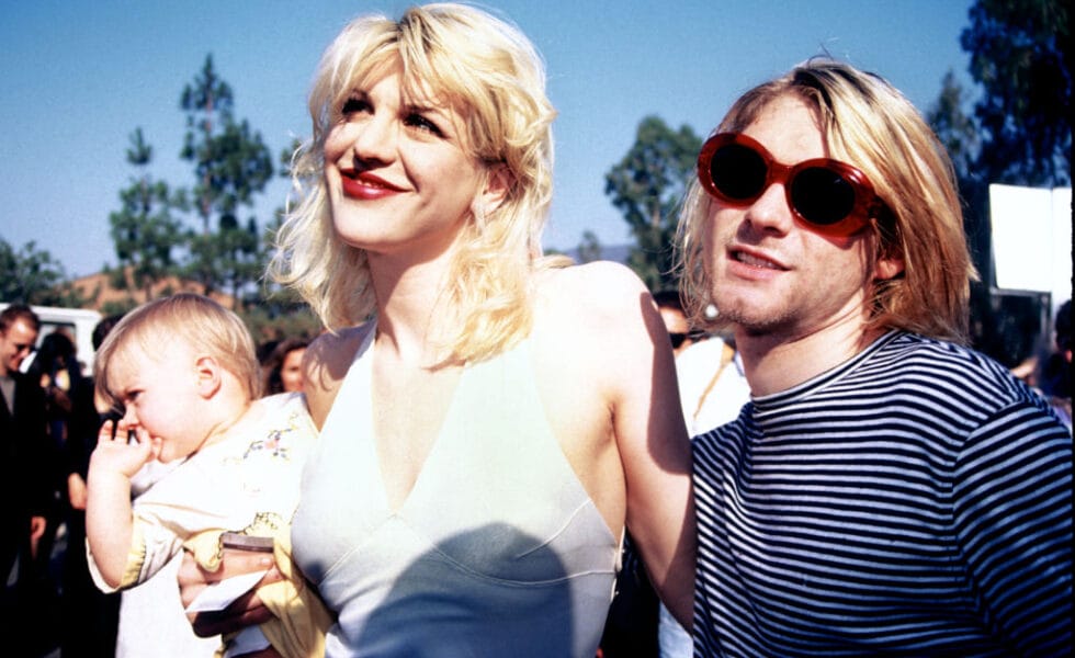 Kurt Cobain, Courtney Love and baby Frances Bean | Photo by Vinnie Zuffante (Getty Images)