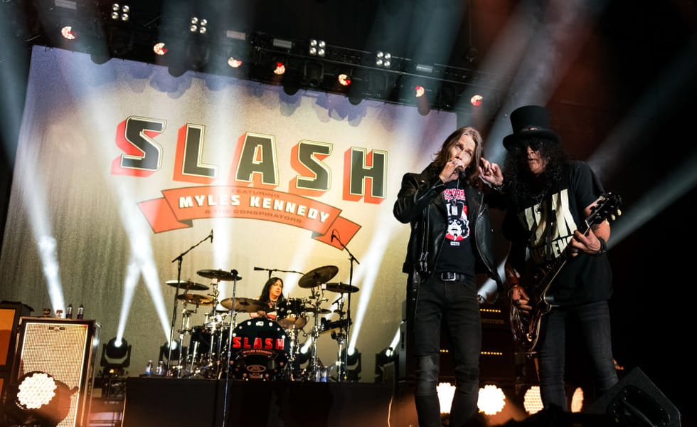 Myles Kennedy and Slash performing at OVO Arena Wembley