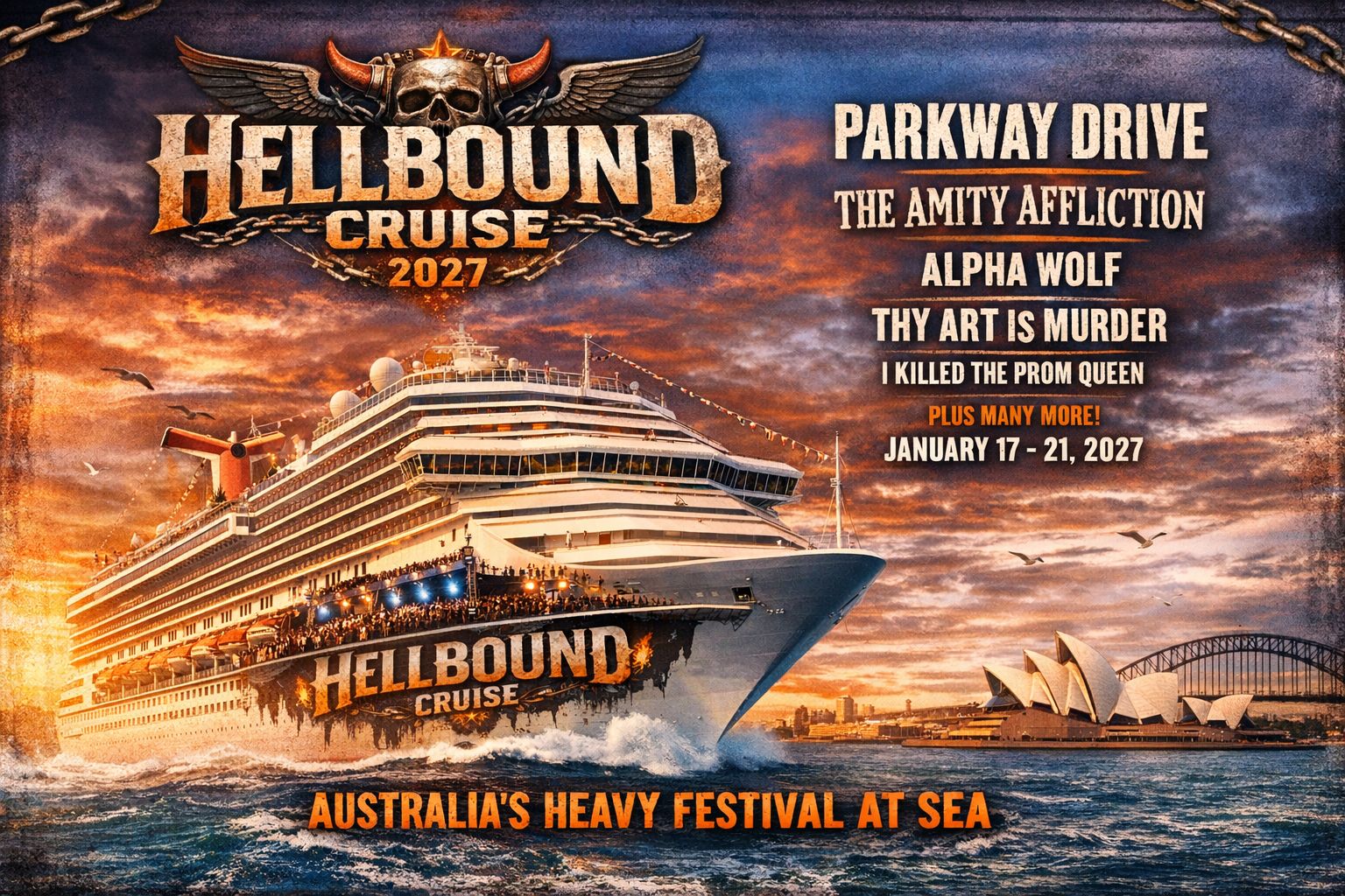 Hellbound Cruise 2027 Lineup: Parkway Drive, Amity, Alpha Wolf