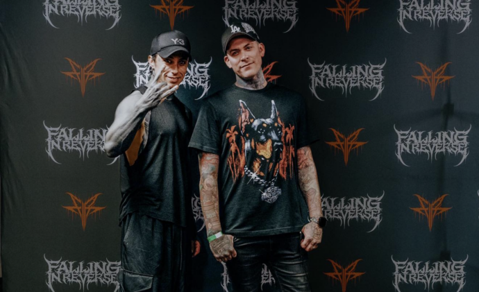 Mayor Matthew Garwood poses with Ronnie Radke