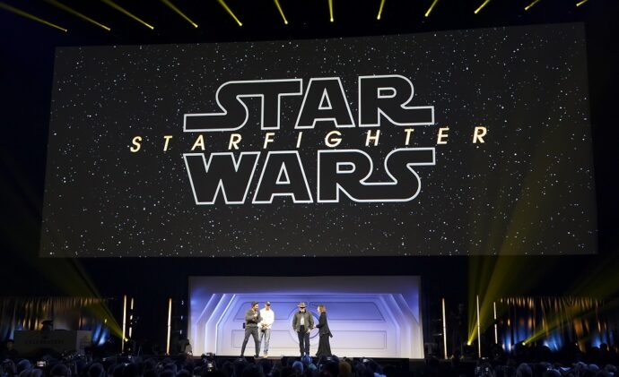 TOKYO, JAPAN - APRIL 18: Shawn Levy, Ryan Gosling, Dave Filoni and Kathleen Kennedy are seen on The Mandalorian & Grogu at Celebration Stage during Star Wars Celebration Japan Day 1 on April 18, 2025 in Chiba, Japan. (Photo by Christopher Jue/Getty Images for Disney)