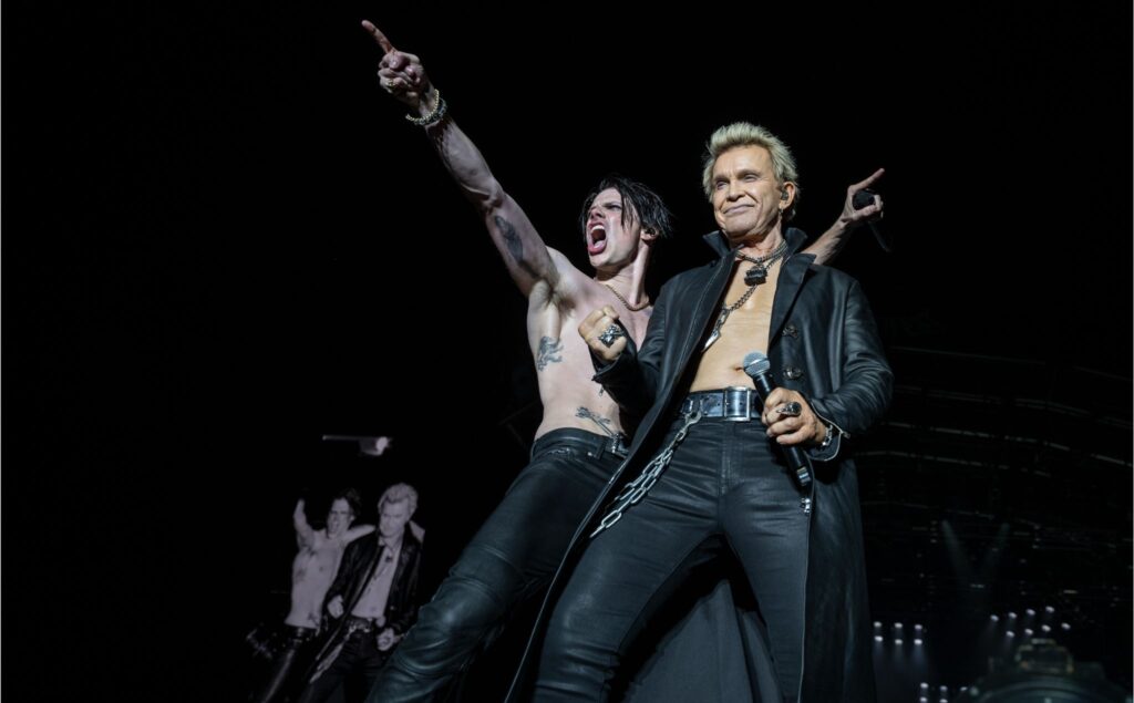 MILTON KEYNES, ENGLAND - JUNE 21: Yungblud and Billy Idol perform at Bludfest at The National Bowl on June 21, 2025 in Milton Keynes, England. (Photo by Joseph Okpako/WireImage)