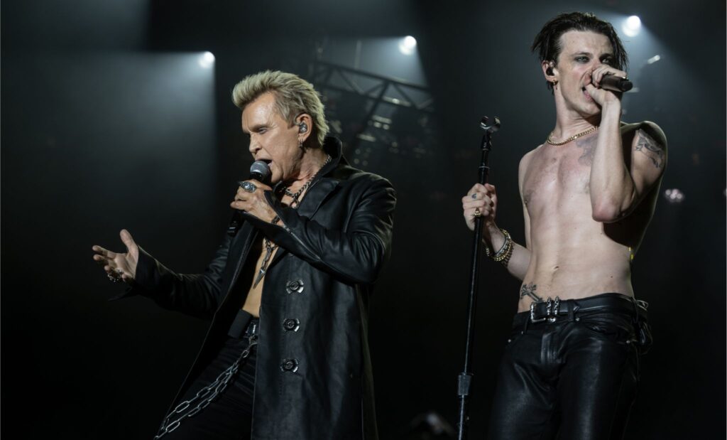 MILTON KEYNES, ENGLAND - JUNE 21: Yungblud and Billy Idol perform at Bludfest at The National Bowl on June 21, 2025 in Milton Keynes, England. (Photo by Joseph Okpako/WireImage)