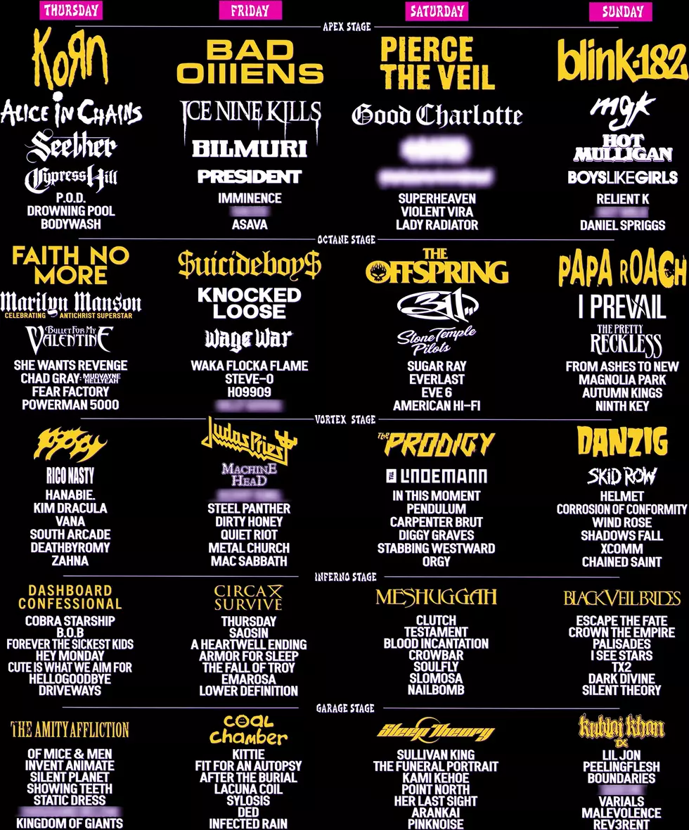 Welcome To Rockville 2027 lineup poster featuring Korn, Bad Omens, Pierce The Veil and Blink-182